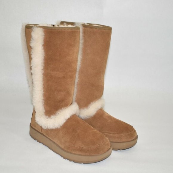 New Ugg Sundance Genuine Shearling Waterproof Boot Chestnut Size 6 1017511 DD147 - Picture 2 of 9